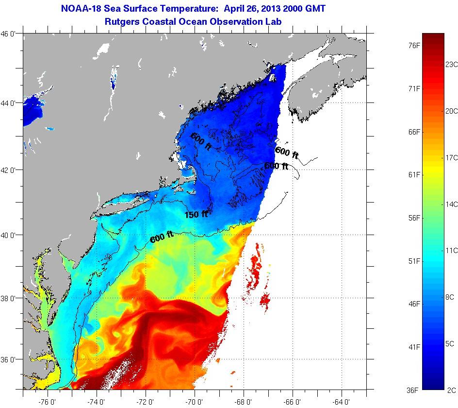 Today's Rutgers Sea Surface Temp Chart Saltwater Fishing Discussion