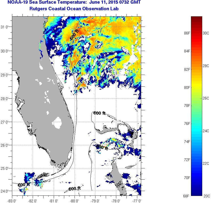 Florida Coast Sea Surface Temperatures Thursday, June 11, 2015 11:32:00 