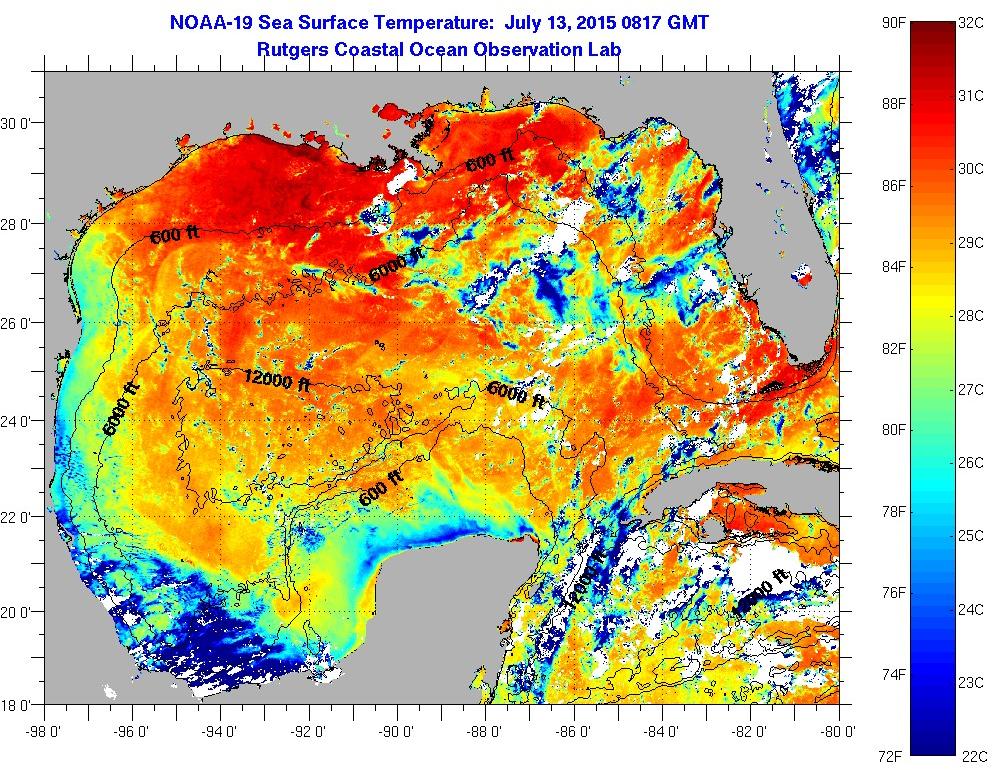 Gulf of Mexico Sea Surface Temperatures Monday, July 13, 2015 12:17:00