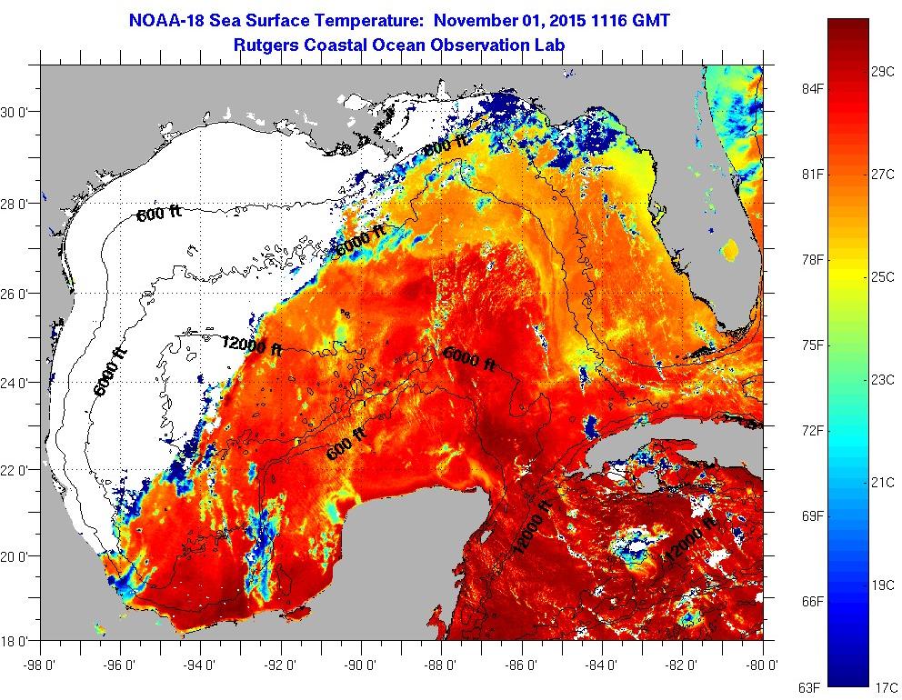 Gulf of Mexico Sea Surface Temperatures Sunday, November 1, 2015 4:16: