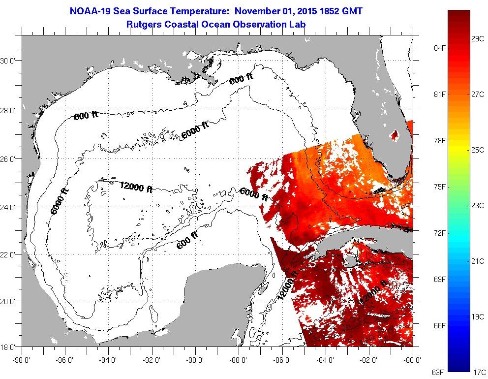 Gulf of Mexico Sea Surface Temperatures Sunday, November 1, 2015 11:52: