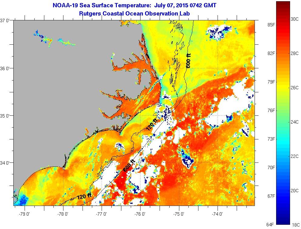 Cape Hatteras Sea Surface Temperatures Tuesday, July 7, 2015 11:42:00 ...