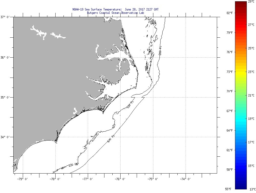 Cape Hatteras Sea Surface Temperatures Thursday, June 29, 2017 1:27:00 ...