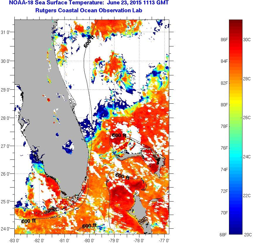 Florida Coast Sea Surface Temperatures Tuesday, June 23, 2015 3:13:00 ...