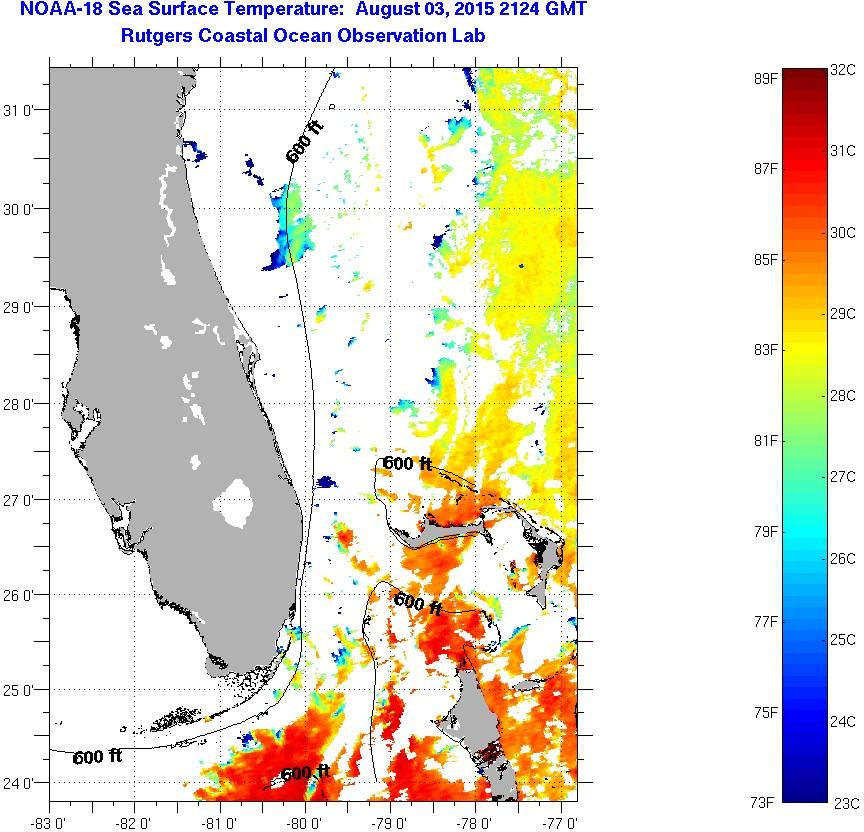 Florida Coast Sea Surface Temperatures Tuesday, August 4, 2015 1:24:00 ...