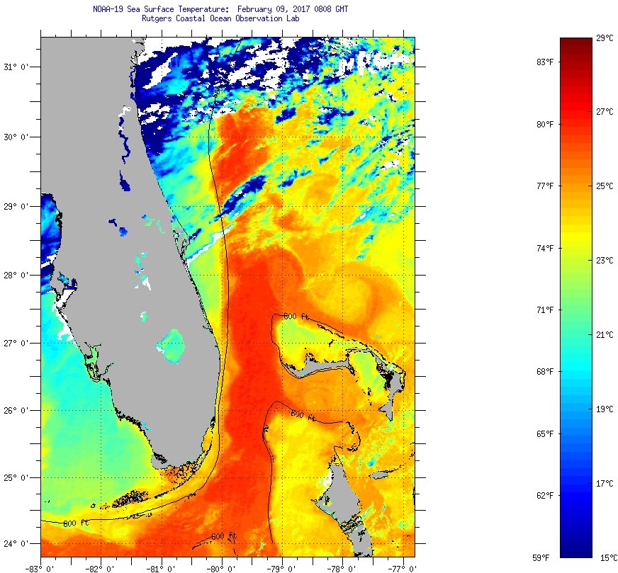 Florida Coast Sea Surface Temperatures Thursday, February 9, 2017 1:08: ...