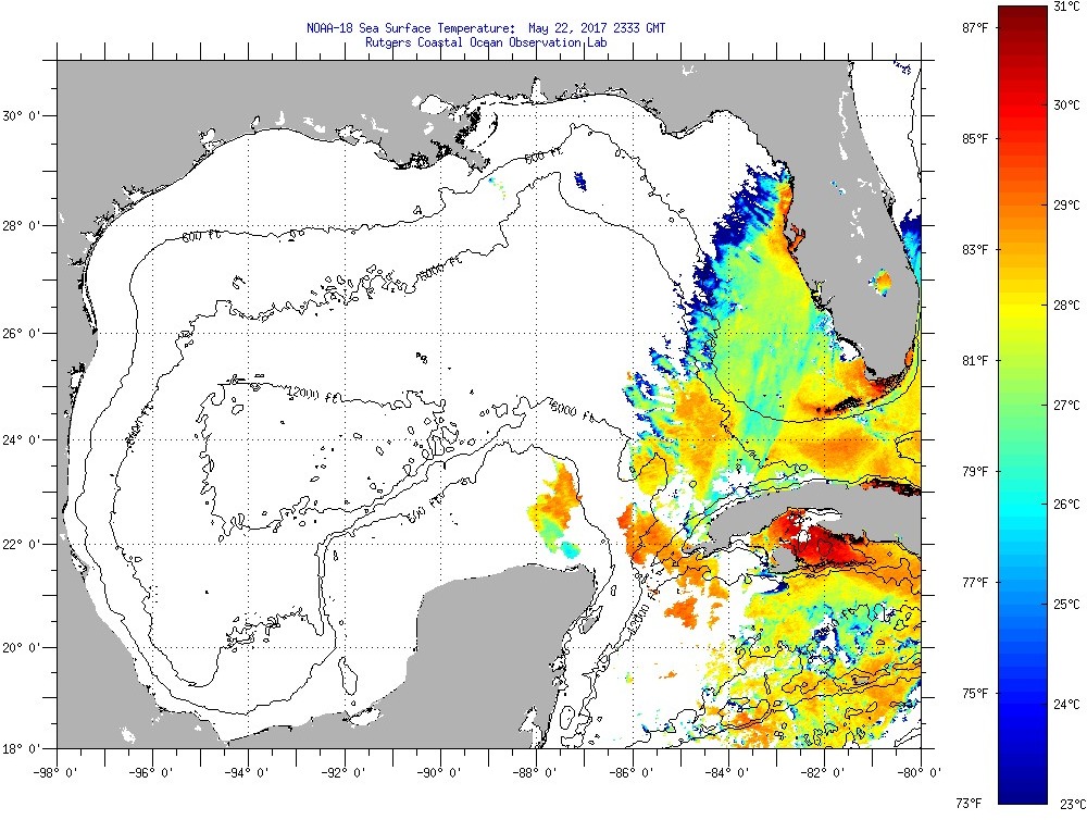 Gulf of Mexico Sea Surface Temperatures Tuesday, May 23, 2017 3:33:00 ...