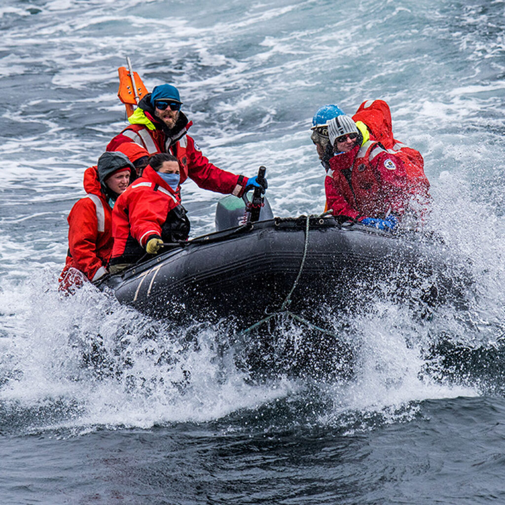 Students on a boat