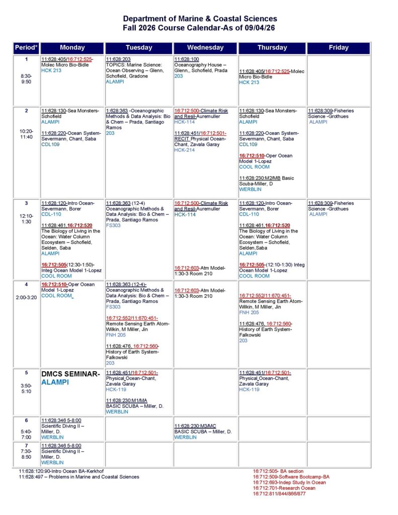 Fall 2026 calendar